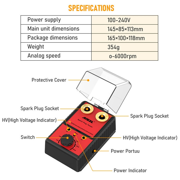 ANCEL Automotive Double Hole Spark Plug Flashover Tester - In Car by ANCEL | Online Shopping UK | buy2fix