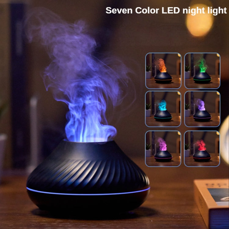 DQ705 Volcanic Flame Aroma Diffuser Essential Oil Lamp Air Humidifier with Color Night Light(Black) - Home & Garden by buy2fix | Online Shopping UK | buy2fix