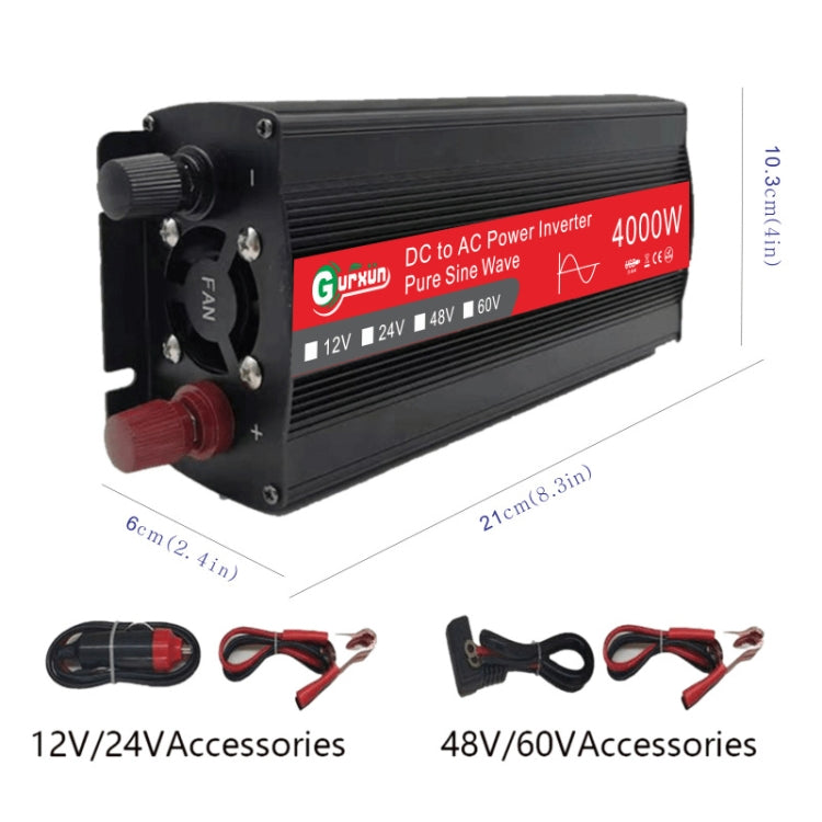 Gurxun 4000W Home Car Power Converter Sine Wave Inverter, Specification: 60V To 220V - In Car by Gurxun | Online Shopping UK | buy2fix