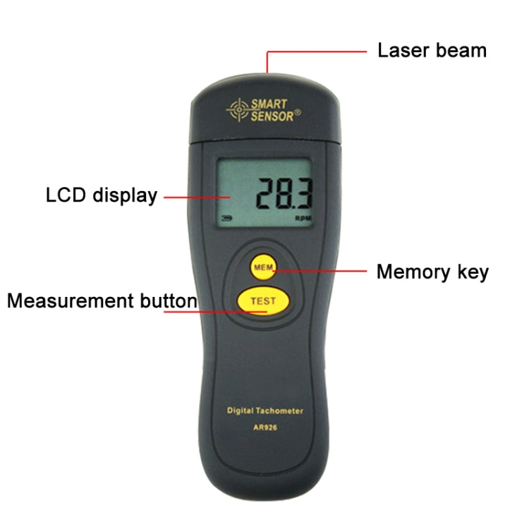 Smart Sensor AR926 LED Display Photoelectric Speed Detection Meter - Tachometers & Anemometer by Smart Sensor | Online Shopping UK | buy2fix