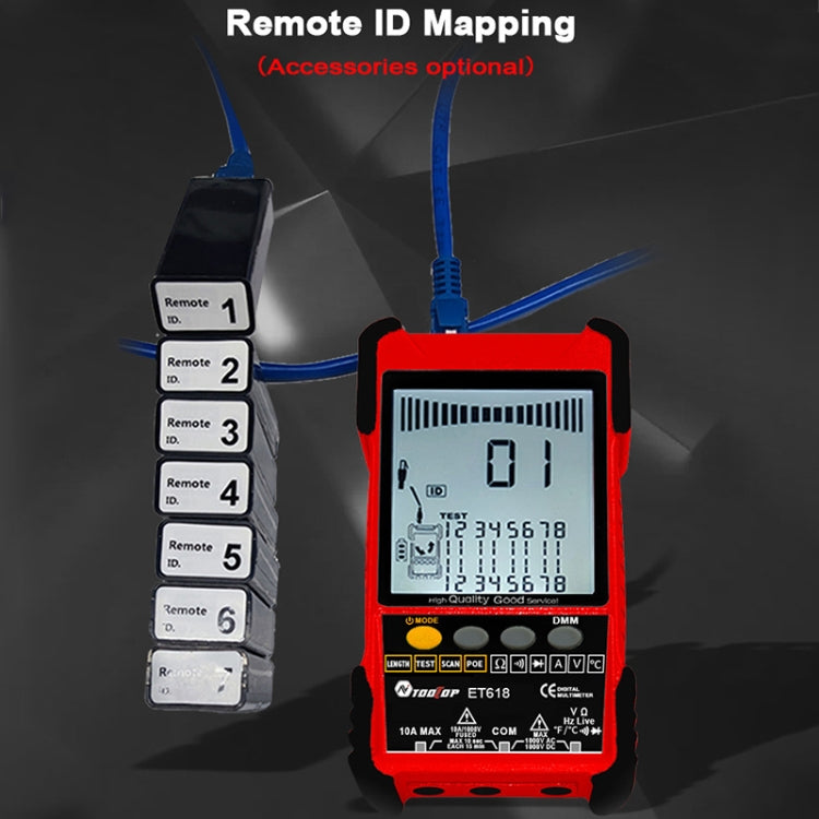 ET616  Rechargeable Adjustable Network Cable Tester Wire Tracker POE Cable Tester (Red) - Current & Voltage Tester by buy2fix | Online Shopping UK | buy2fix