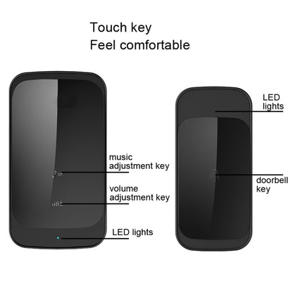 C03 1 For 1 Home Wireless Waterproof Touch Sensor Doorbell(EU Plug Black) - Security by buy2fix | Online Shopping UK | buy2fix