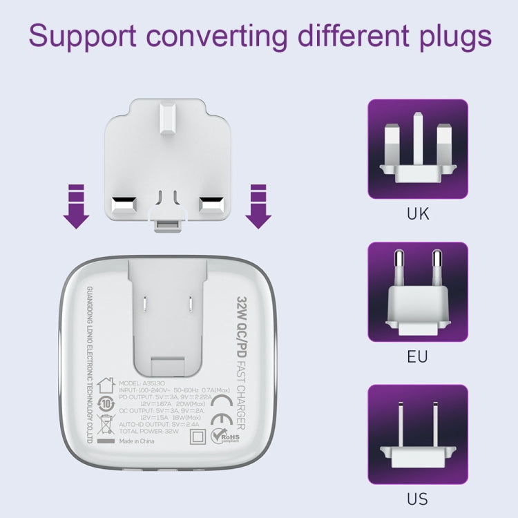 LDNIO A3513Q 32W QC3.0 3 USB Ports Phone Adapter UK Plug with Micro USB Cable - Mobile Accessories by LDNIO | Online Shopping UK | buy2fix