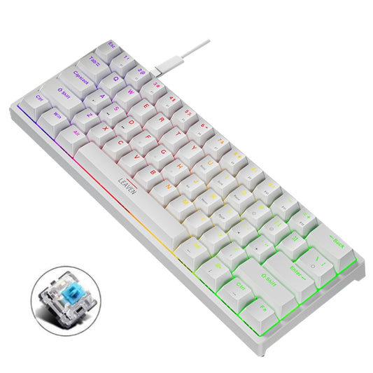 LEAVEN K620 61 Keys Hot Plug-in Glowing Game Wired Mechanical Keyboard, Cable Length: 1.8m, Color: White Green Shaft - Wired Keyboard by LEAVEN | Online Shopping UK | buy2fix