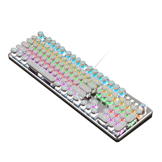 K820 104 Keys Retro Punk Plating Knob Glowing Wired Green Shaft Keyboard, Cable Length: 1.6m, Style: Running Lights (White) - Wired Keyboard by buy2fix | Online Shopping UK | buy2fix