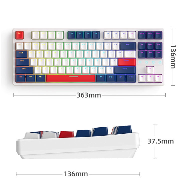 ZIYOU LANG K87 87-Keys Hot-Swappable Wired Mechanical Keyboard, Cable Length: 1.5m, Style: Red Shaft (Blue Ice Blue Light) - Wired Keyboard by ZIYOU LANG | Online Shopping UK | buy2fix