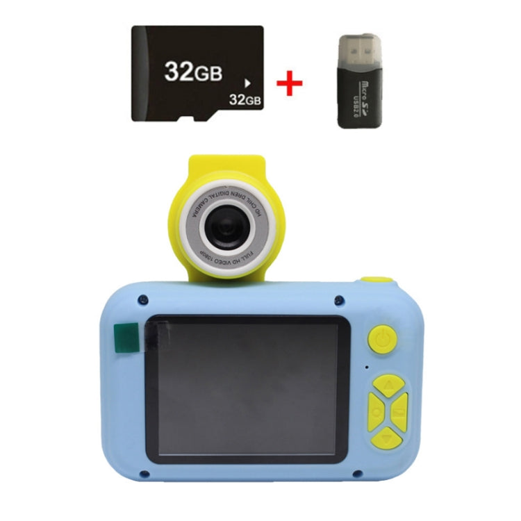 X101 Mini HD Lens Reversible Child Camera, Color: Blue+32G+Card Reader - Consumer Electronics by buy2fix | Online Shopping UK | buy2fix