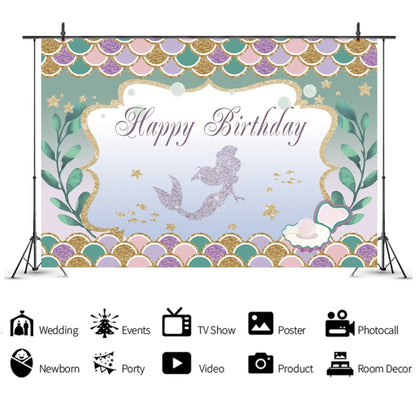 120 x 80cm Mermaid Happy Birthday Photography Background Cloth(12009608) - Camera Accessories by buy2fix | Online Shopping UK | buy2fix