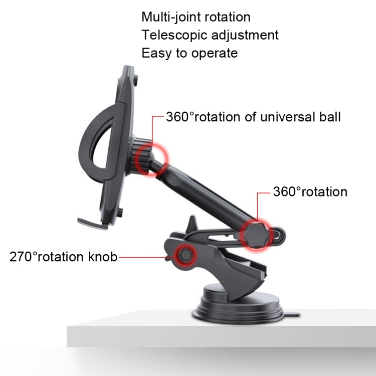 Yesido C111 Double Pole Rotating Telescopic Arm Car Bracket(Black) - In Car by Yesido | Online Shopping UK | buy2fix