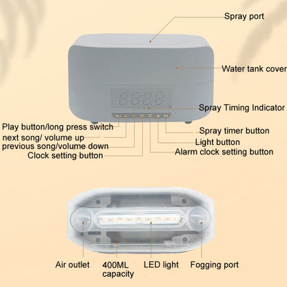 400ml Simulation Flame Humidifier Home Essential Oil Aromatherapy Machine, Color: White B Clock(EU Plug) - Home & Garden by buy2fix | Online Shopping UK | buy2fix