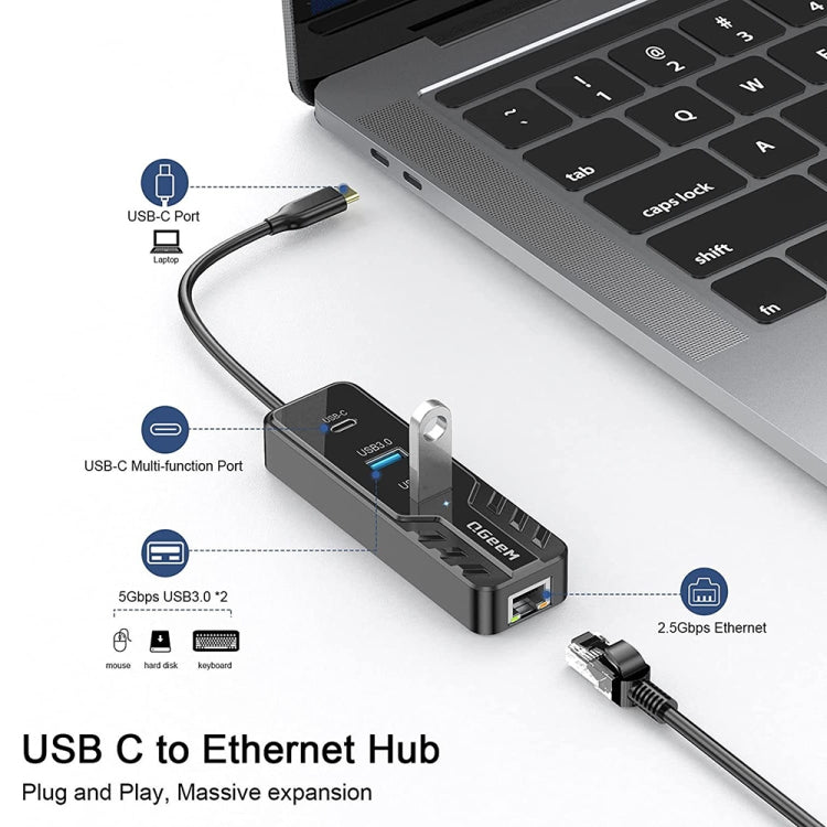 QGeeM UH04-8 Type-C Multifunctional Docking Station HUB To HDMI/RJ45 2.5G Expander(4 In 1) - Computer & Networking by QGeeM | Online Shopping UK | buy2fix