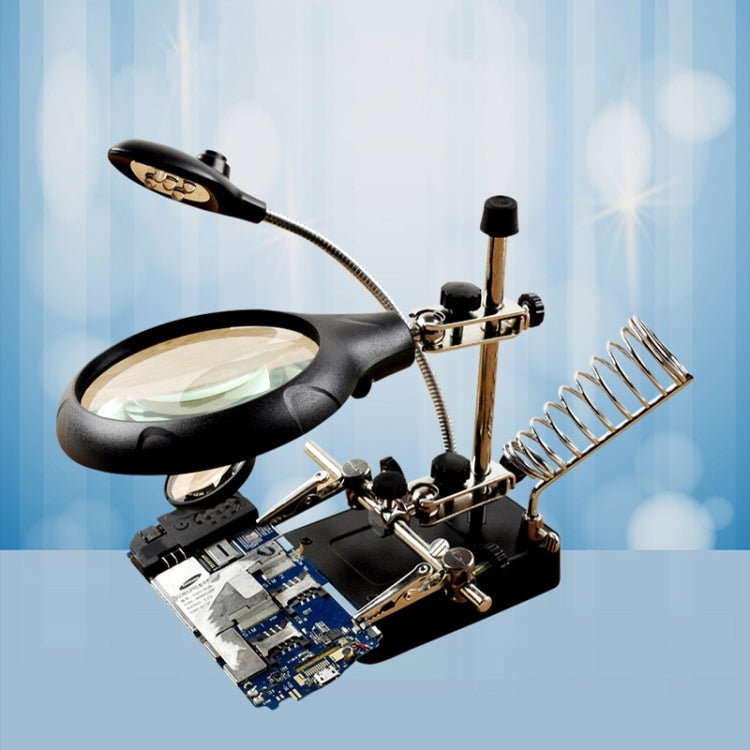 16129-C 2.5X/7.5X/10X LED Lighting Auxiliary Bracket Maintenance Magnifier(EU Plug) - Consumer Electronics by buy2fix | Online Shopping UK | buy2fix
