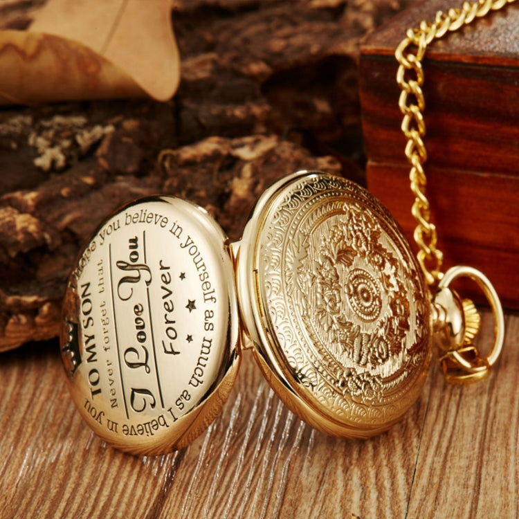 Engraved Vintage Commemorative Quartz Pocket Watch Round Watch, Style: Forever (Black) - Necklace Watch Watches by buy2fix | Online Shopping UK | buy2fix