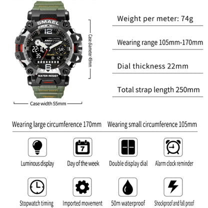 SMAEL 8072 Alloy Outdoor Multifunctional Electronic Watch Men Dual Display Waterproof Watch(Blue) - Metal Strap Watches by SMAEL | Online Shopping UK | buy2fix