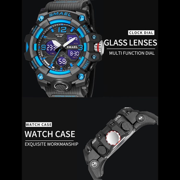 SMAEL 8008 Outdoor Sports Multifunctional Waterproof Luminous Men Watch(Deep Blue) - LED Digital Watches by SMAEL | Online Shopping UK | buy2fix