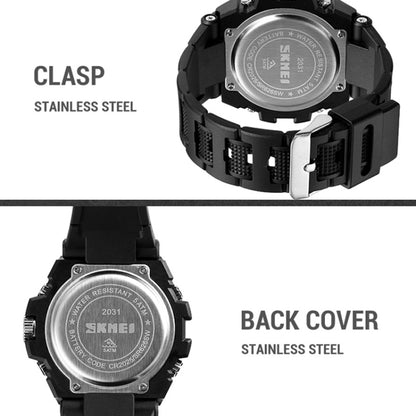 SKMEI 2031 Multifunctional Outdoor Waterproof Chronograph Men Sports Watch(Black) - Silicone Strap Watches by SKMEI | Online Shopping UK | buy2fix