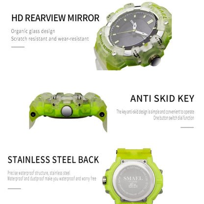 SMAEL 8080 Outdoor Sports Waterproof Multifunctional Glowing Double Dial Watch(Green) - Sport Watches by SMAEL | Online Shopping UK | buy2fix