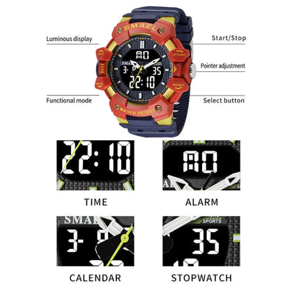 SMAEL 8080 Outdoor Sports Waterproof Multifunctional Glowing Double Dial Watch(Green) - Sport Watches by SMAEL | Online Shopping UK | buy2fix