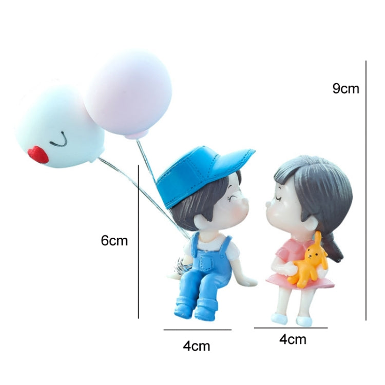 2pcs Car Ornament Ornament Lovely Kissing Couple Doll, Color: Gray+Balloon - In Car by buy2fix | Online Shopping UK | buy2fix