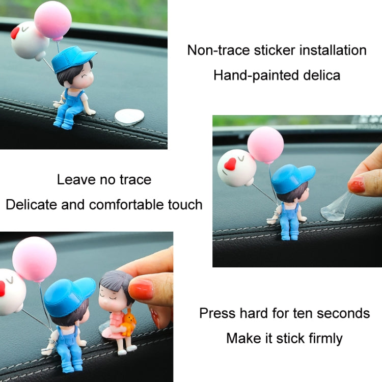 2pcs Car Ornament Ornament Lovely Kissing Couple Doll, Color: Clever+Balloon - In Car by buy2fix | Online Shopping UK | buy2fix