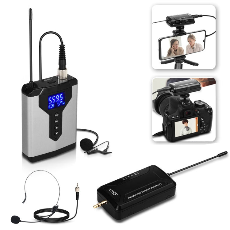 Q6 1 Drag 1 Wireless Lavalier Head Wear With Stand USB Computer Recording Microphone Live Phone SLR Lavalier Microphone - Consumer Electronics by buy2fix | Online Shopping UK | buy2fix