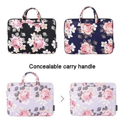 H40-B01 White Rose Pattern Laptop Case Bag Computer Liner Bag With Handle, Size: 12 Inch(Grey) - 12.1 inch by buy2fix | Online Shopping UK | buy2fix