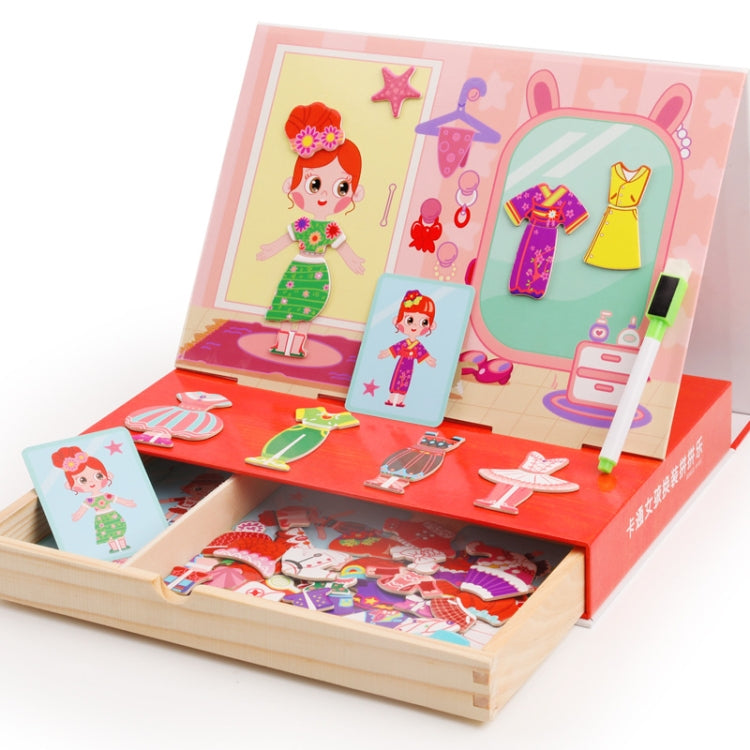 Drawer Type Double-sided Drawing Board Puzzle Magnetic Cartoon Dress Up Wooden Toys(Marine Life) - Early Education Toys by buy2fix | Online Shopping UK | buy2fix