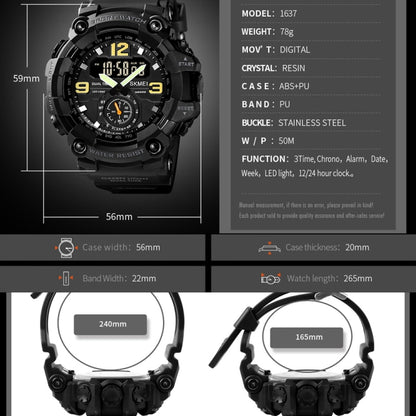 SKMEI 1637 Sports Digital Display Outdoor Shockproof Plastic Large Dial Men Watch, Color: Gray Black - LED Digital Watches by SKMEI | Online Shopping UK | buy2fix