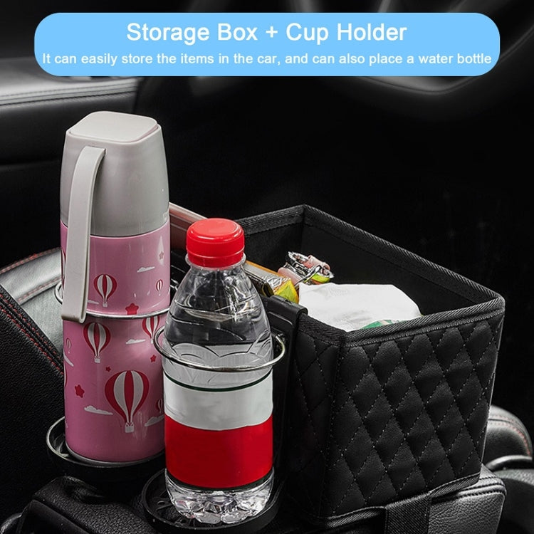 Car Armrest Box Folding Storage Box Multifunctional Water Cup Holder(Leather Black) - In Car by buy2fix | Online Shopping UK | buy2fix