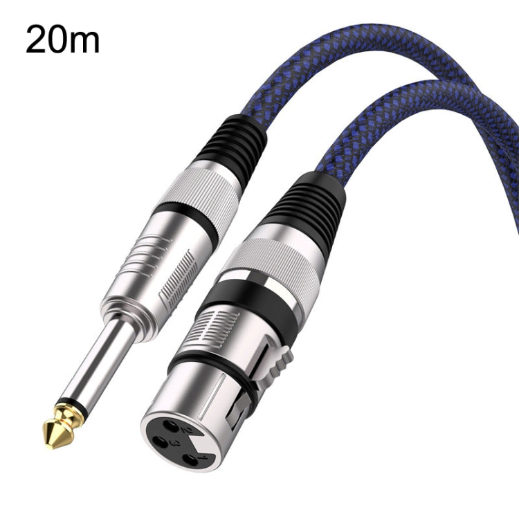 20m Blue and Black Net TRS 6.35mm Male To Caron Female Microphone XLR Balance Cable -  by buy2fix | Online Shopping UK | buy2fix