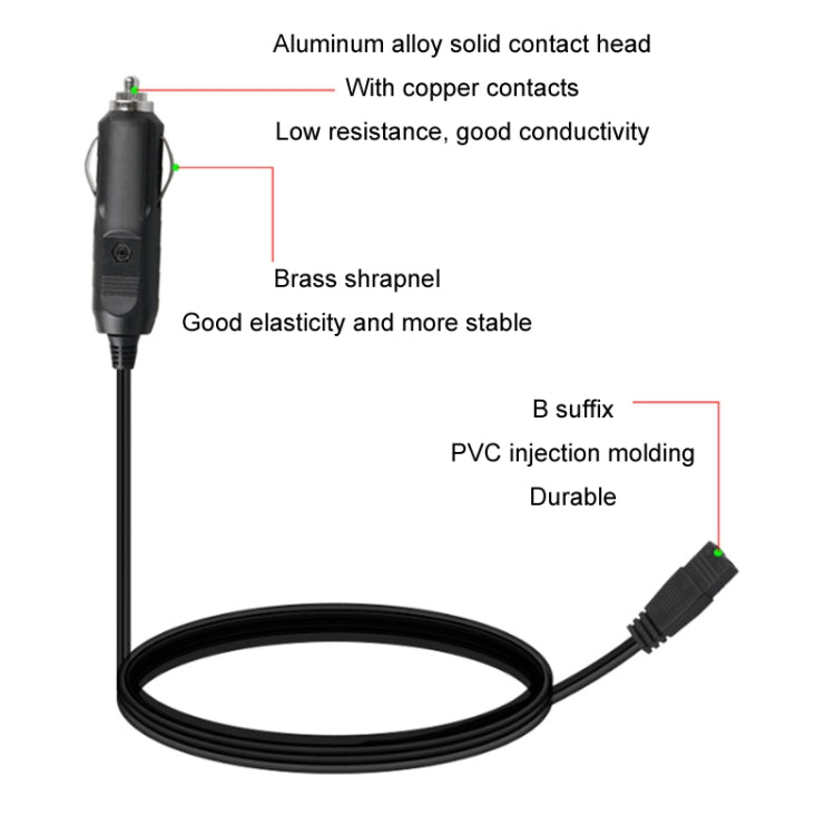 12V/24V Car Refrigerator Cable B Suffix Cigarette Lighter Plug Power Cord, Length: 4m Without Switch -  by buy2fix | Online Shopping UK | buy2fix