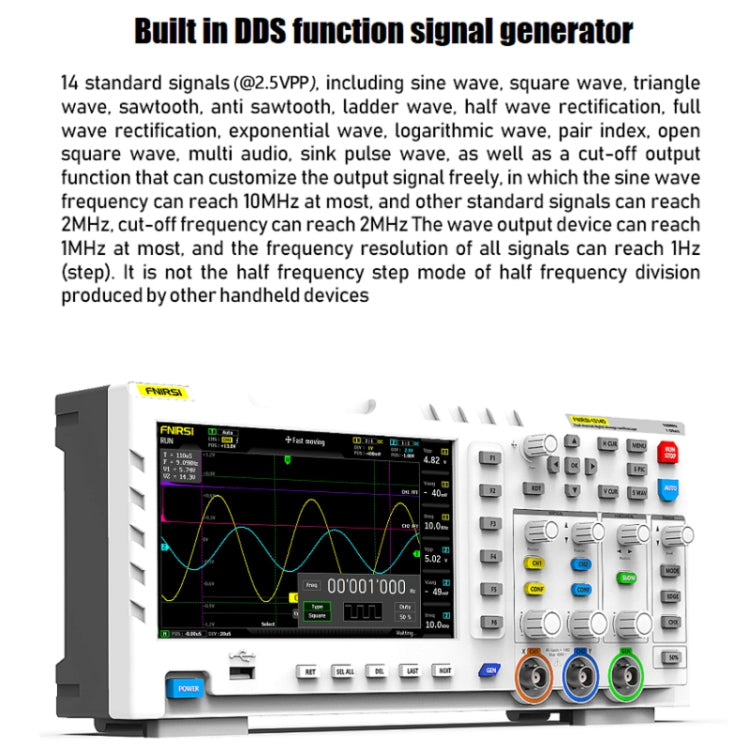 FNIRSI 1014D +P4100 Probe 2 in 1 Dual-channel 100M Bandwidth Digital Oscilloscope 1GS Sampling Signal Generator, US Plug - Digital Multimeter by FNIRSI | Online Shopping UK | buy2fix