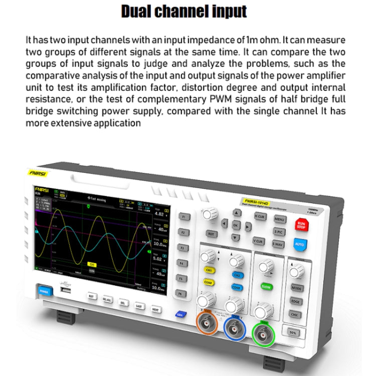 FNIRSI 1014D +P4100 Probe 2 in 1 Dual-channel 100M Bandwidth Digital Oscilloscope 1GS Sampling Signal Generator, US Plug - Digital Multimeter by FNIRSI | Online Shopping UK | buy2fix