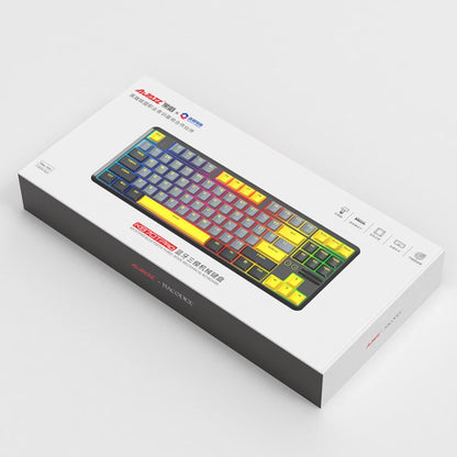 Ajazz K870T Pro 87 Keys Three Mode Wireless/Bluetooth/Wired Pluggable RGB Mechanical Keyboard Tea Shaft (White) - Wireless Keyboard by Ajazz | Online Shopping UK | buy2fix