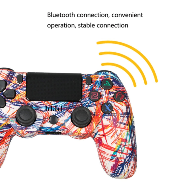 For PS4 Wireless Bluetooth Game Controller With Light Strip Dual Vibration Game Handle(Flame) - Gamepads by buy2fix | Online Shopping UK | buy2fix