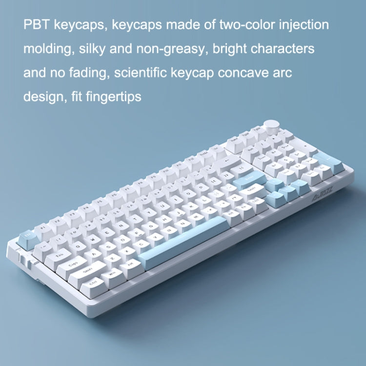 Ajazz AK992 99 Keys Wireless/Bluetooth Three-Mode Hot Swap RGB Gaming Mechanical Keyboard Tea Shaft Non-light Version (Blue) - Wireless Keyboard by buy2fix | Online Shopping UK | buy2fix