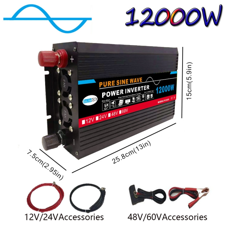 12000W 24V to 220V High Power Car Pure Sine Wave Inverter Power Converter - Pure Sine Wave by buy2fix | Online Shopping UK | buy2fix