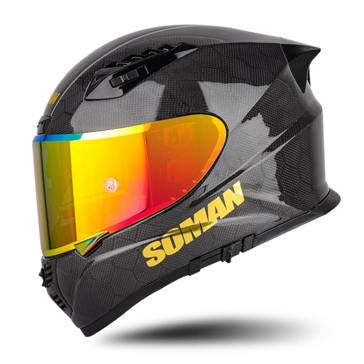 SOMAN Motorcycle Carbon Fiber Double Lens Thermal Safety Helmet, Size: XL(Snake Carbon Fiber REVO) - Helmets by SOMAN | Online Shopping UK | buy2fix