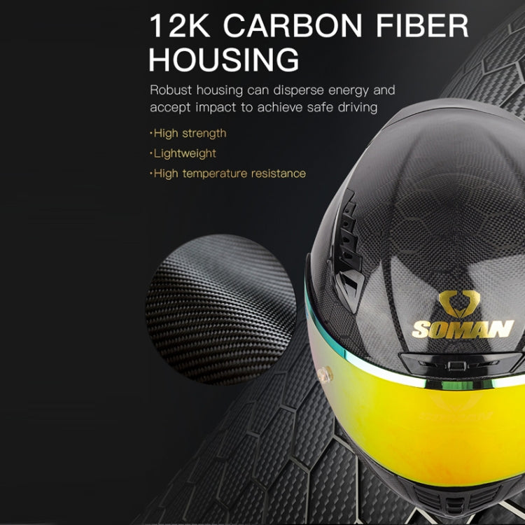 SOMAN Motorcycle Carbon Fiber Double Lens Thermal Safety Helmet, Size: XXL(Cheetah Print REVO) - Helmets by SOMAN | Online Shopping UK | buy2fix