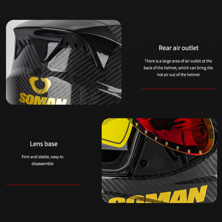 SOMAN Motorcycle Carbon Fiber Double Lens Thermal Safety Helmet, Size: XXL(Cheetah Print) - Helmets by SOMAN | Online Shopping UK | buy2fix