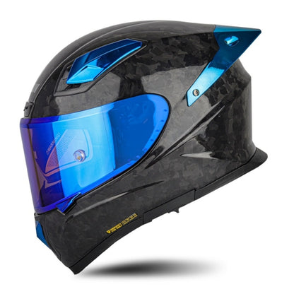 SOMAN Four Seasons Full Cover Motorcycle Helmet, Size: XXL(Cheetah Print Blue) - Helmets by SOMAN | Online Shopping UK | buy2fix