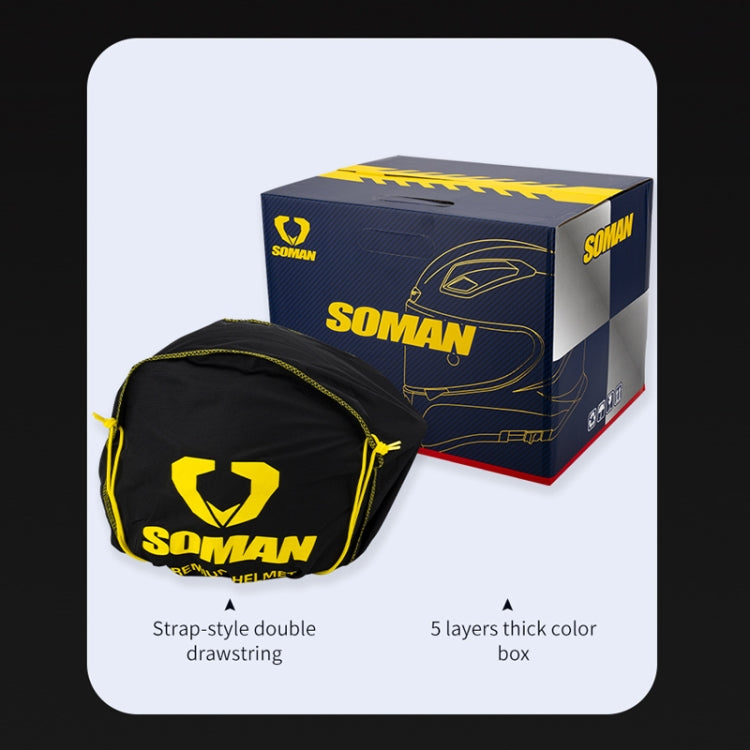 SOMAN Four Seasons Full Cover Motorcycle Helmet, Size: XXL(Snake Carbon Fiber Blue) - Helmets by SOMAN | Online Shopping UK | buy2fix