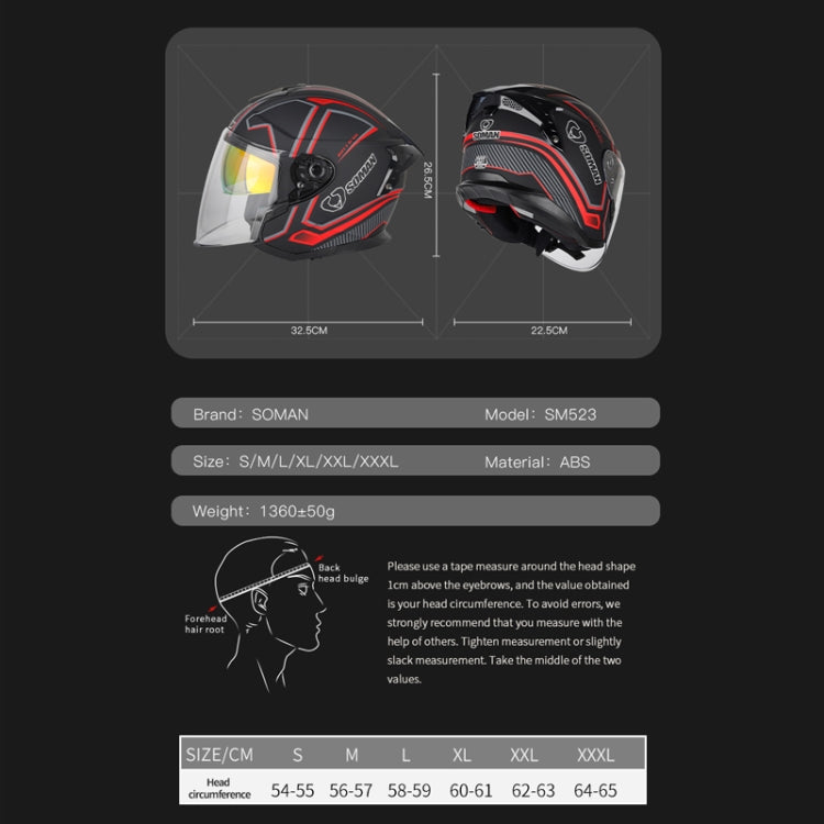 SOMAN Motorcycle Electric Bicycle Dual Lens Riding Helmet, Size: XXL(Matte Black) - Helmets by SOMAN | Online Shopping UK | buy2fix