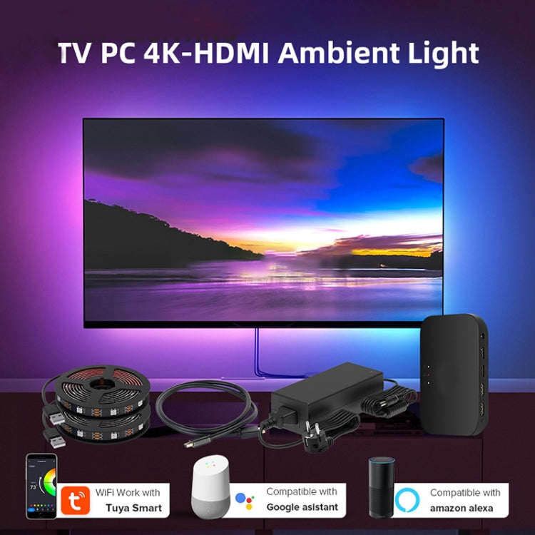 HDMI 2.0-PRO Smart Ambient TV Led Backlight Led Strip Lights Kit Work With TUYA APP Alexa Voice Google Assistant 2 x 1.5m(AU Plug) - Casing Waterproof Light by buy2fix | Online Shopping UK | buy2fix