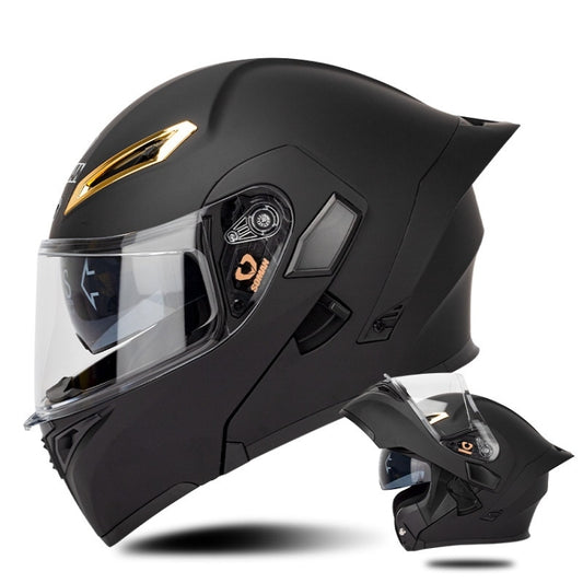 SOMAN Motorcycle Dual Lens Riding Peel-Off Full Coverage Helmet, Size: XL(Matt Black) - Helmets by SOMAN | Online Shopping UK | buy2fix