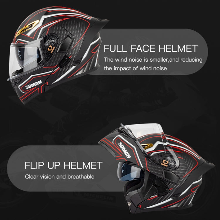 SOMAN Motorcycle Dual Lens Riding Peel-Off Full Coverage Helmet, Size: XL(Sapphire Vision) - Helmets by SOMAN | Online Shopping UK | buy2fix