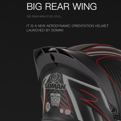 SOMAN Motorcycle Dual Lens Riding Peel-Off Full Coverage Helmet, Size: M(Black Red Track) - Helmets by SOMAN | Online Shopping UK | buy2fix