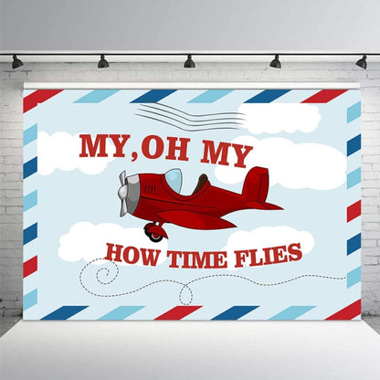 150x100cm Cartoon Small Aircraft Children Birthday Background Cloth -  by buy2fix | Online Shopping UK | buy2fix