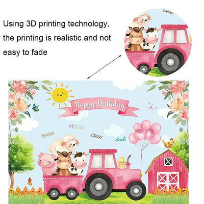 150 x 100cm Farm Animal Truck Backdrop Boy Happy Birthday Background Party Decorations -  by buy2fix | Online Shopping UK | buy2fix