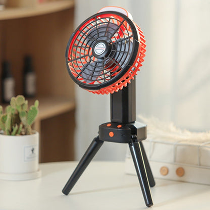 Outdoor Camping USB Charging Fan Tent Swing Head Fan With Tripod LED Light(Black Orange) - Electric Fans by buy2fix | Online Shopping UK | buy2fix